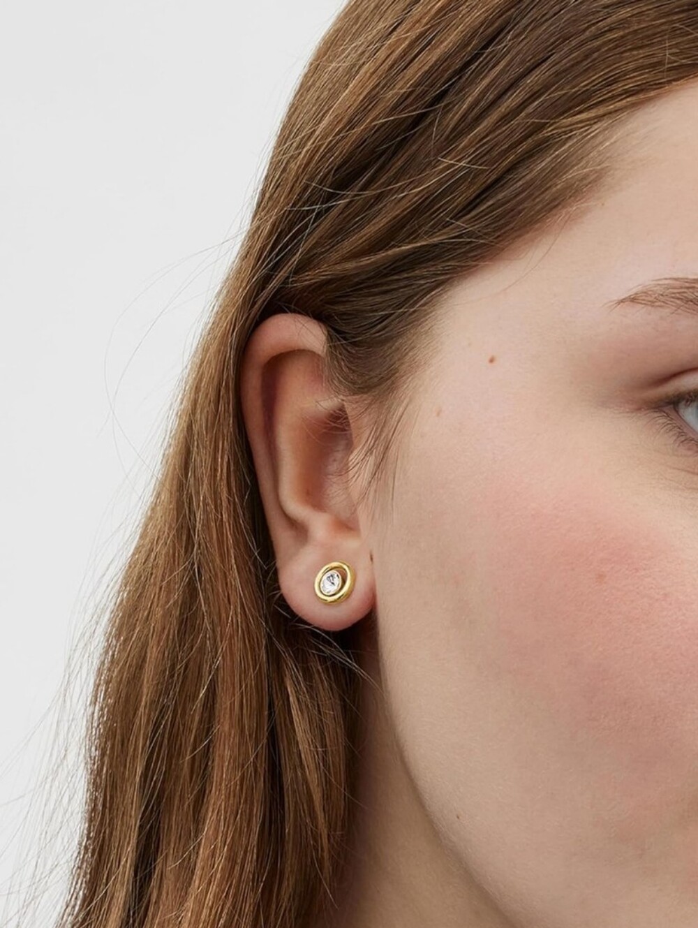 Coach Gold-Tone Stud Earrings with Clear Crystal Centers and Dust Bag - Picture 5 of 7